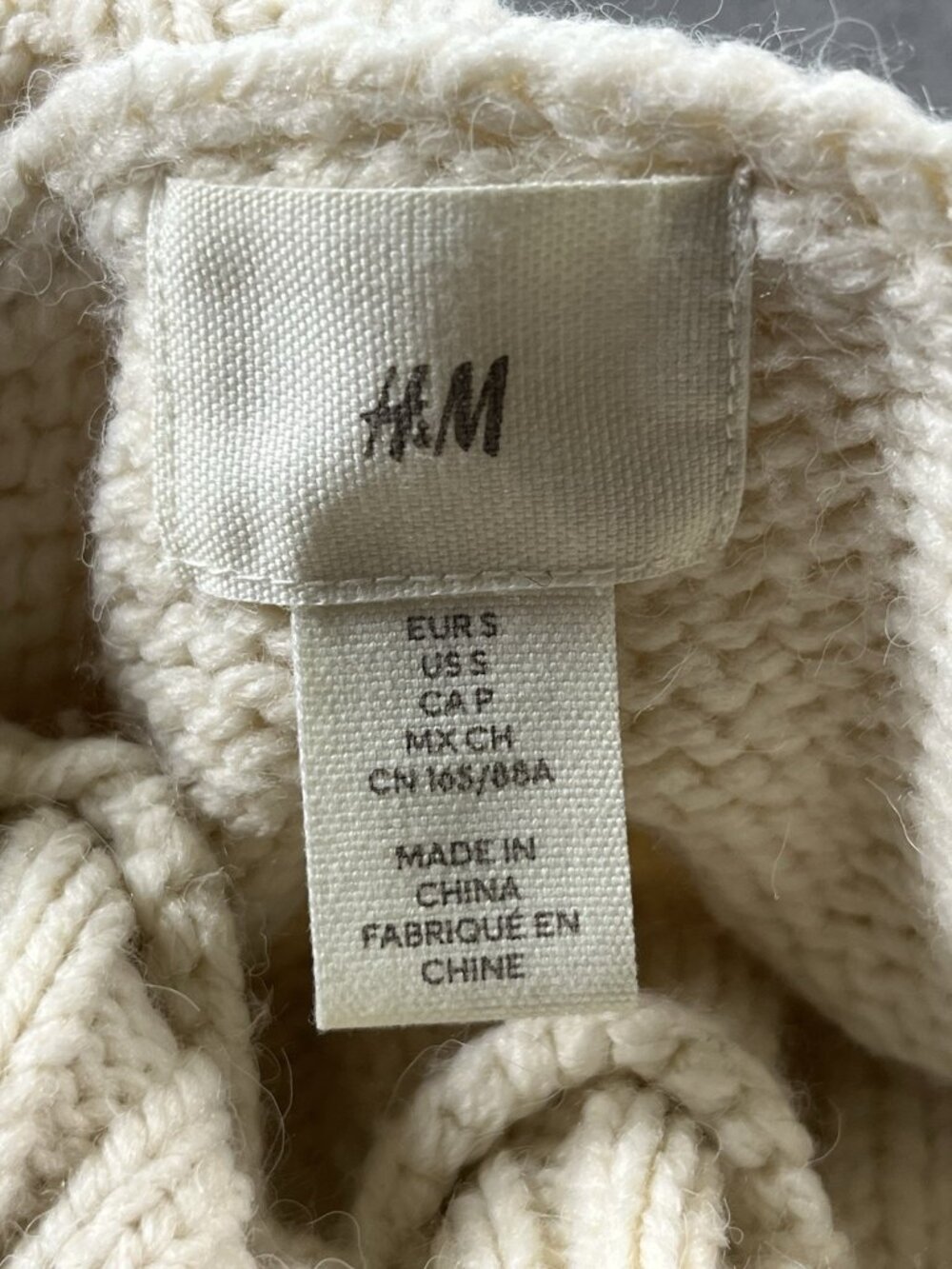 H&M Cable Knit Turtleneck Sweater Women’s Small Ivory Cottage Fisherman - Picture 3 of 6